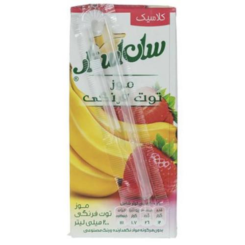 نکتار موز و توت فرنگی حجم 200  سی سی  پاکت کامبی بلاک SIG سان استار